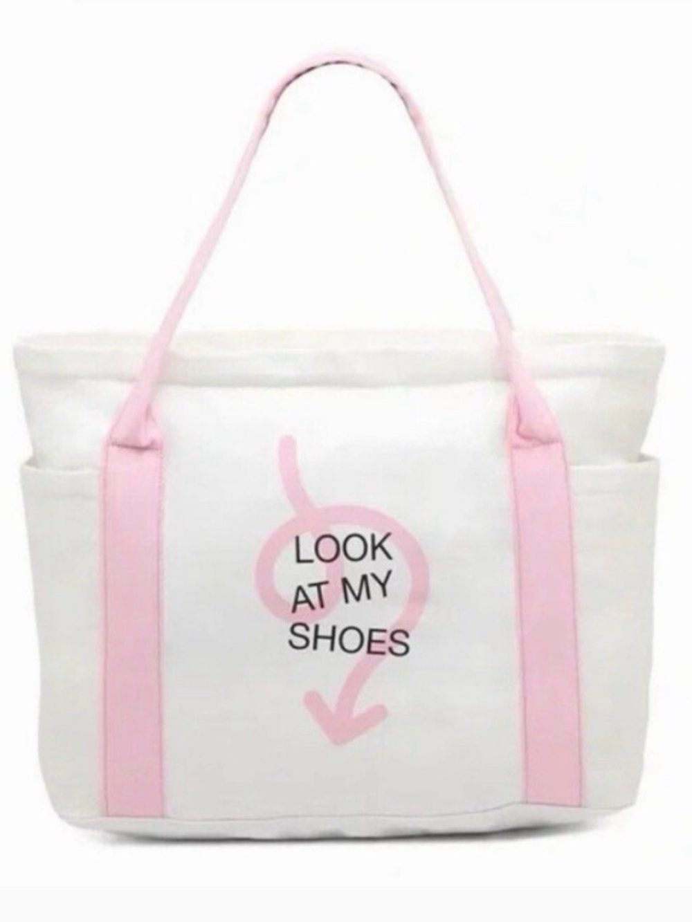 NWT DSW White and Pink Canvas Tote Bag New In Plastic Bag